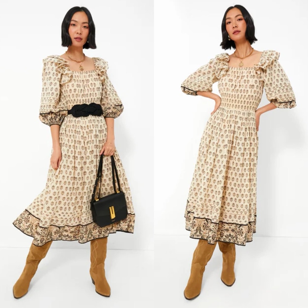 Tuckernuck Cream and Black Midi Dress